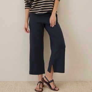Wide-Leg Cropped Pants with Side Slit